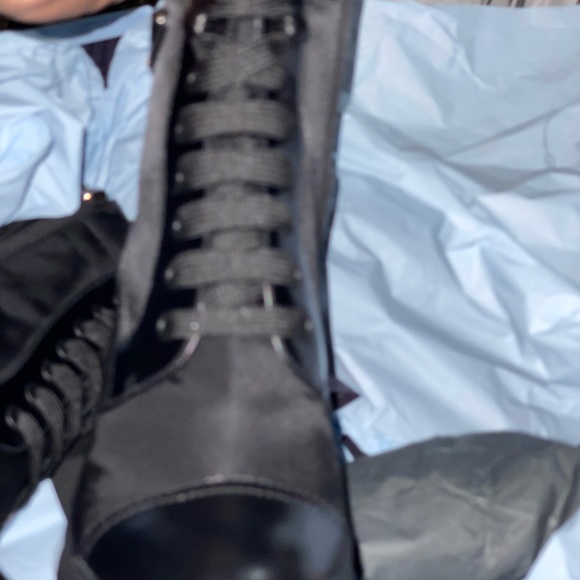 NEW IN BOX PRADA Brushed leather and nylon laced booties Sz 37.5 - Picture 6 of 12